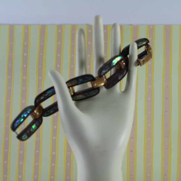 Henri Bendel Wood and Mother of Pearl Bracelet - Picture 4 of 16